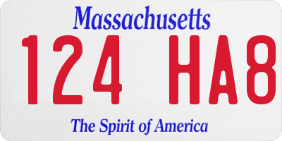 MA license plate 124HA8