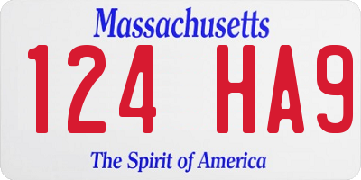 MA license plate 124HA9