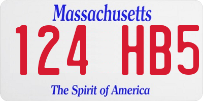 MA license plate 124HB5