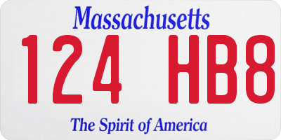 MA license plate 124HB8