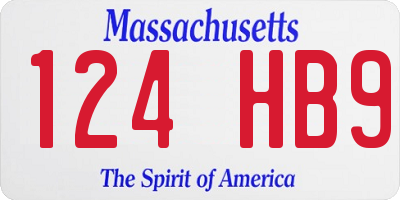MA license plate 124HB9