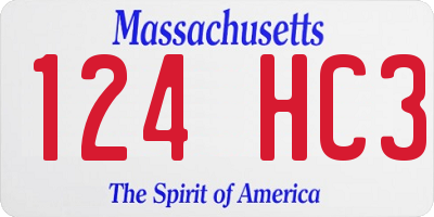 MA license plate 124HC3