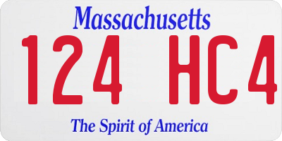 MA license plate 124HC4