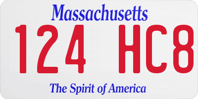MA license plate 124HC8