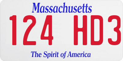 MA license plate 124HD3