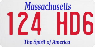 MA license plate 124HD6