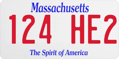 MA license plate 124HE2