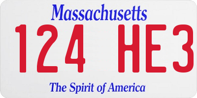 MA license plate 124HE3