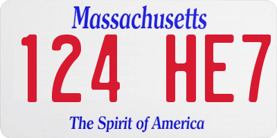 MA license plate 124HE7
