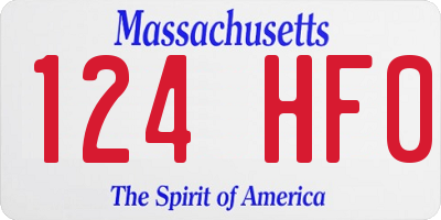 MA license plate 124HF0