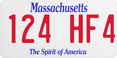 MA license plate 124HF4