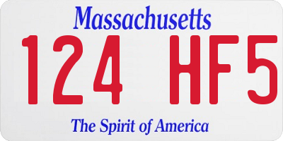 MA license plate 124HF5