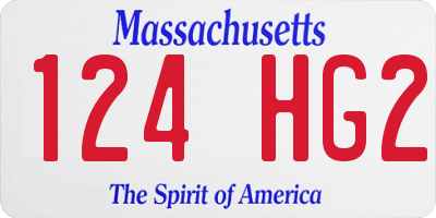 MA license plate 124HG2