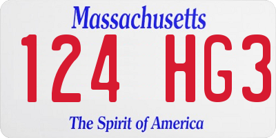 MA license plate 124HG3