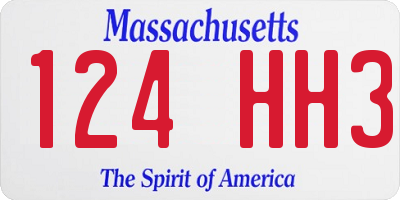 MA license plate 124HH3