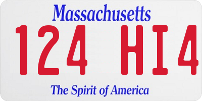 MA license plate 124HI4