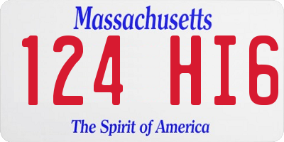 MA license plate 124HI6