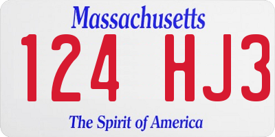 MA license plate 124HJ3