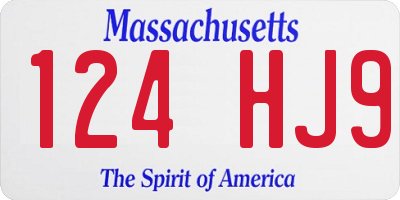 MA license plate 124HJ9