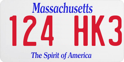 MA license plate 124HK3