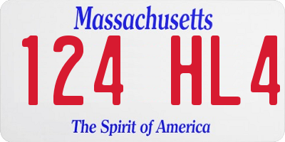 MA license plate 124HL4