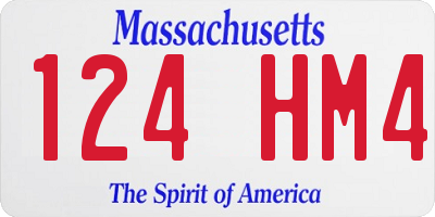 MA license plate 124HM4
