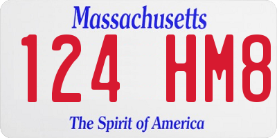 MA license plate 124HM8