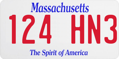 MA license plate 124HN3