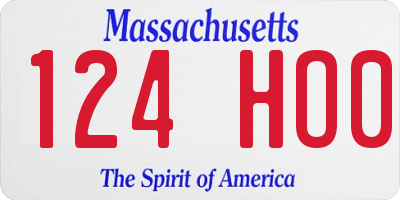 MA license plate 124HO0