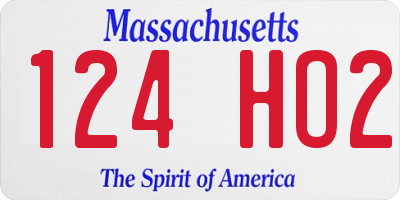 MA license plate 124HO2