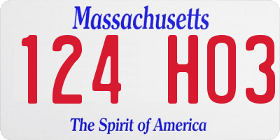 MA license plate 124HO3