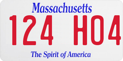 MA license plate 124HO4