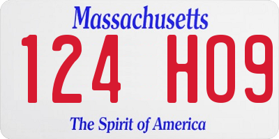 MA license plate 124HO9