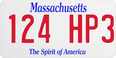 MA license plate 124HP3
