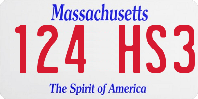 MA license plate 124HS3