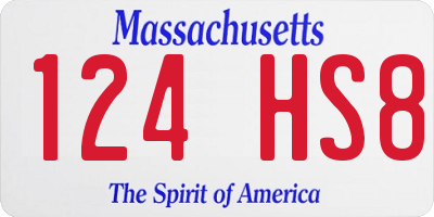 MA license plate 124HS8