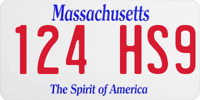 MA license plate 124HS9