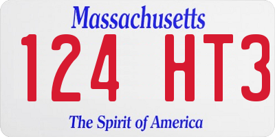 MA license plate 124HT3
