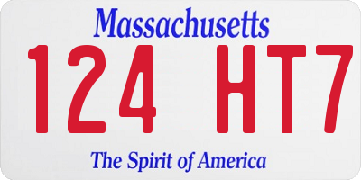 MA license plate 124HT7