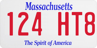 MA license plate 124HT8