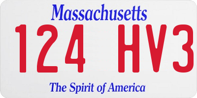 MA license plate 124HV3