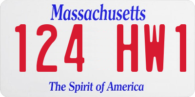 MA license plate 124HW1