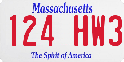 MA license plate 124HW3