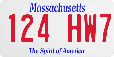 MA license plate 124HW7