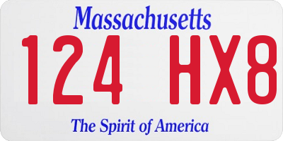 MA license plate 124HX8