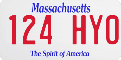 MA license plate 124HY0