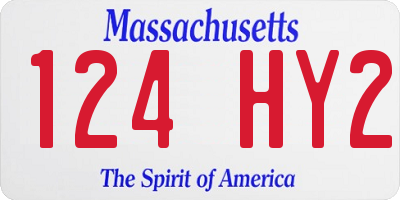 MA license plate 124HY2