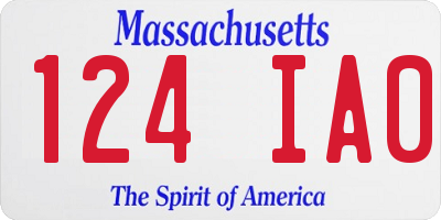 MA license plate 124IA0