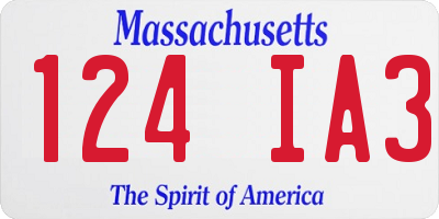 MA license plate 124IA3