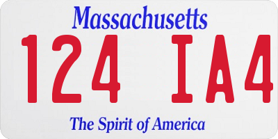 MA license plate 124IA4